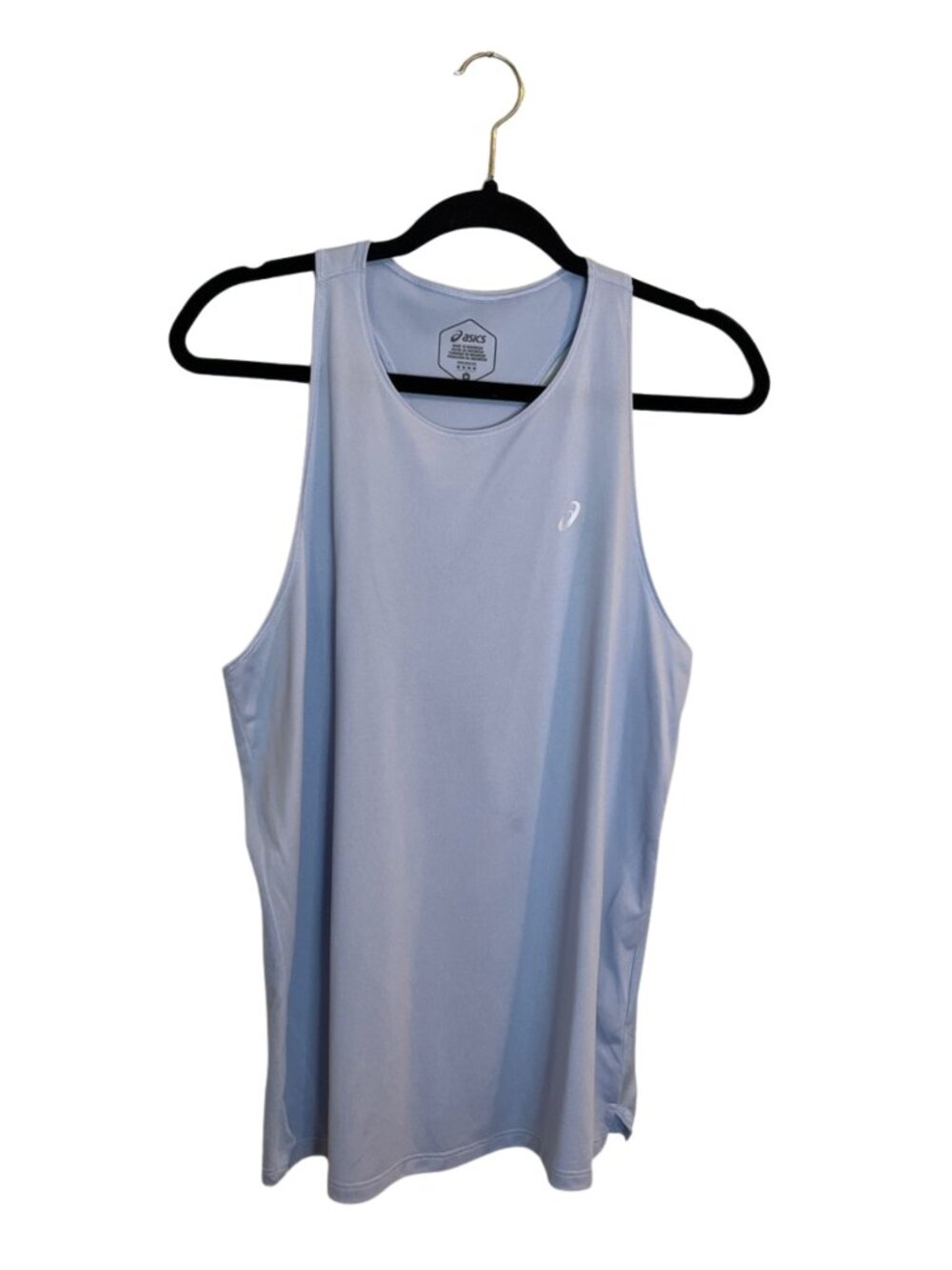 ASICS Light Blue Silver Racerback Athletic Tank Top Logo Medium